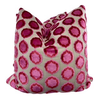 Manuel Canovas “Tiana Velvet” in Pink 22” Pillows-A Pair For Sale