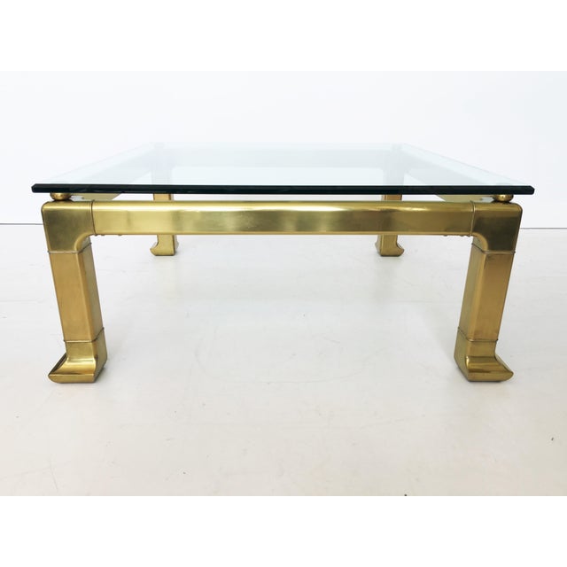 Mastercraft Modern Brass Coffee Table by Mastercraft With Glass Top For Sale - Image 4 of 9
