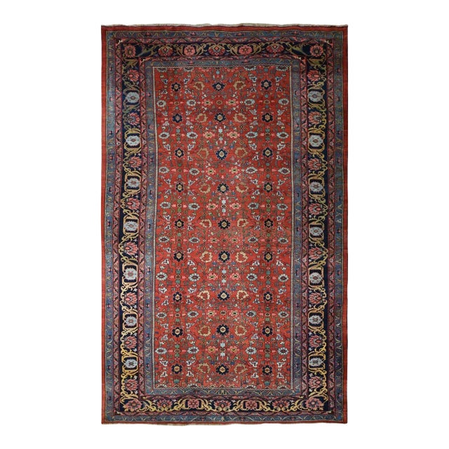 1920 11'2"x18'5" Prismatic Red Antique Persian Bijar Wool Pure Weft Hand Knotted Rug For Sale
