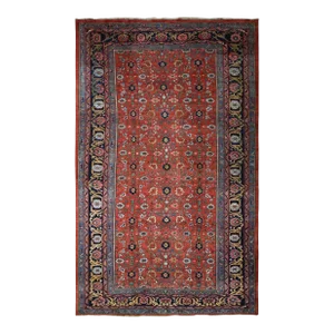 1920 11'2"x18'5" Prismatic Red Antique Persian Bijar Wool Pure Weft Hand Knotted Rug