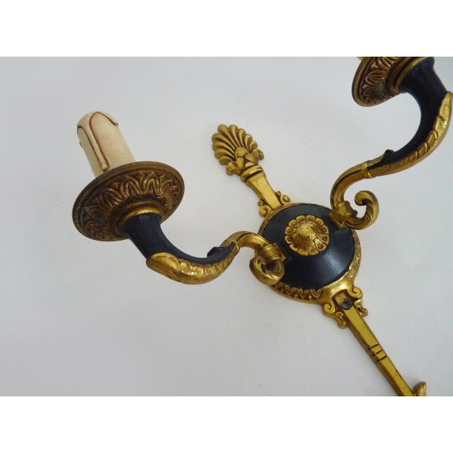 Metal Empire Double-Light Bronze Arrow Wall Sconces, 1950s, Set of 2 For Sale - Image 7 of 10