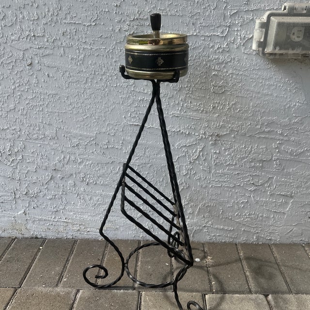 1940s Vintage French Wrought Iron Standing Ashtray & Magazine Rack, 1940s, Loire Valley For Sale - Image 5 of 6