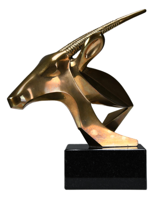 Oryx Bronze Sculpture in Brass & Marble by Tchavdar Iliev, 1990s