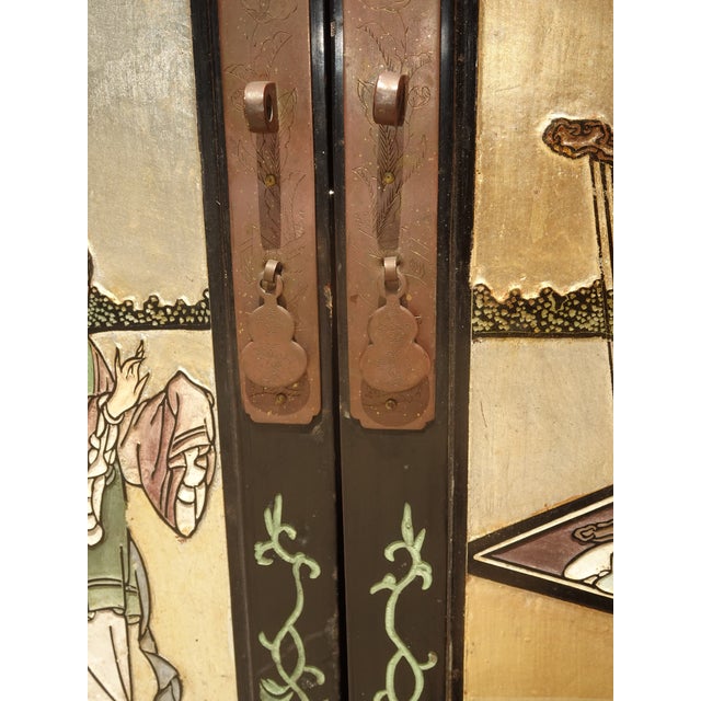 Vintage Chinese Asian Chinoiserie Gold Silver Storage Cabinet Side Table #V23 For Sale - Image 11 of 17