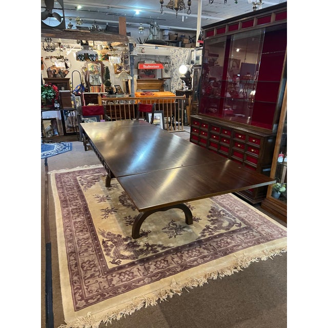 Custom Vintage 1960s Mid Century Modern Marlau of Madrid Glass Top Dining Table With 6 Red Velvet Curule Style Dining Chairs For Sale - Image 11 of 12