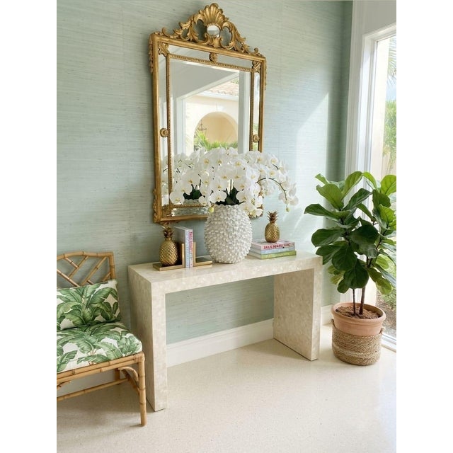 Vintage Italian Hand-Crafted White Ceramic Petal Texture Statement Vase For Sale - Image 9 of 12