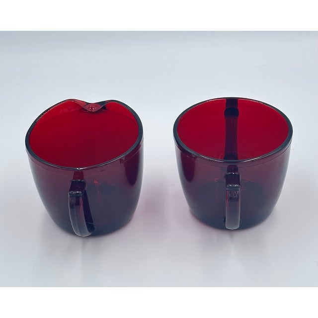 1930's Royal Ruby by Anchor Hocking Creamer & Sugar Bowl Set For Sale In Palm Springs - Image 6 of 6