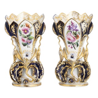 Porcelain Altar Vases from Vieux Paris, 1800s, Set of 2 For Sale