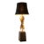 Mid-Century Modern Abstract Gold Starburst Table Lamp With Stone Base & Black Shade | Hollywood Regency For Sale