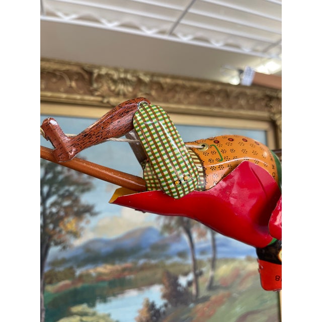Red Vintage Mid-Century Tin Acrobat Monkey Toy Ms218 Made in China For Sale - Image 8 of 13