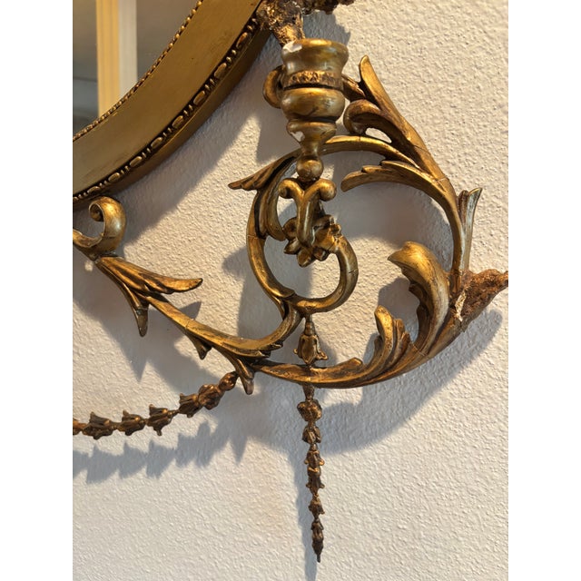 Antique Adam-Style Guiltwood Oval-Style Mirror For Sale In Austin - Image 6 of 7