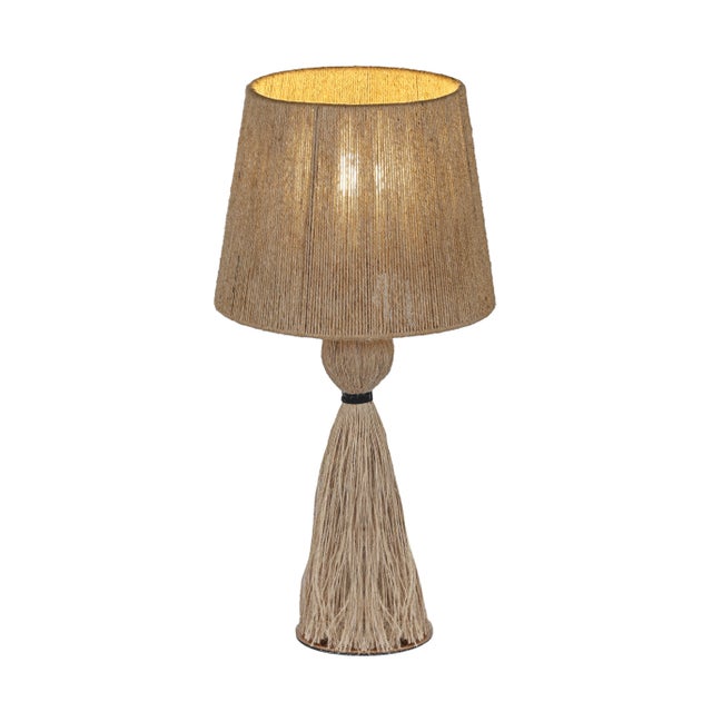 Boho Chic Samba Natural Jute Tassel String Table Lamp For Sale - Image 3 of 6