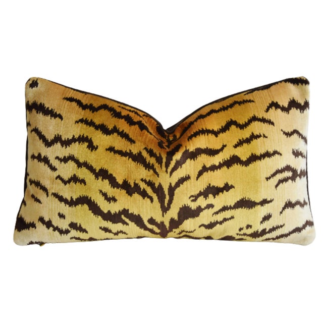 The House of Scalamandre Italian Scalamandre Le Tigre Tiger Velvet Feather/Down Pillow For Sale - Image 4 of 4