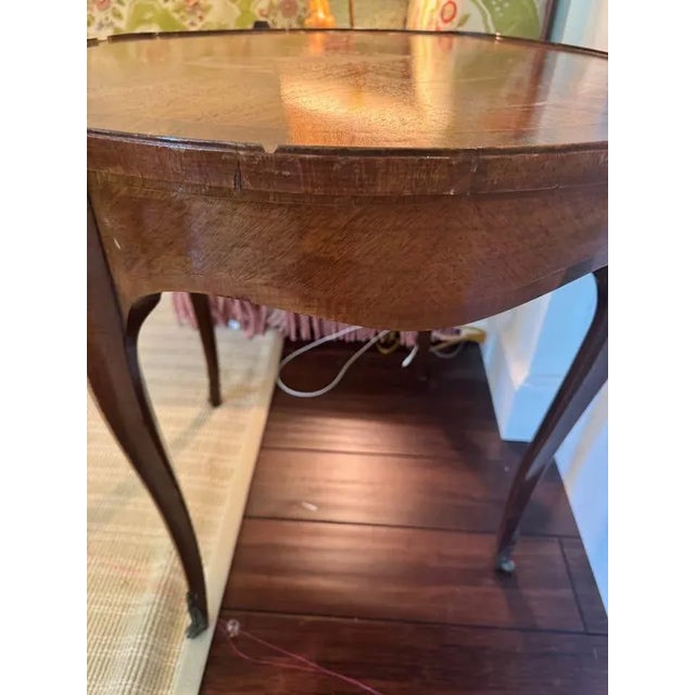 Late 1900 French Antique Oval Floral Marquetry Parlor or Hall Table For Sale - Image 6 of 7