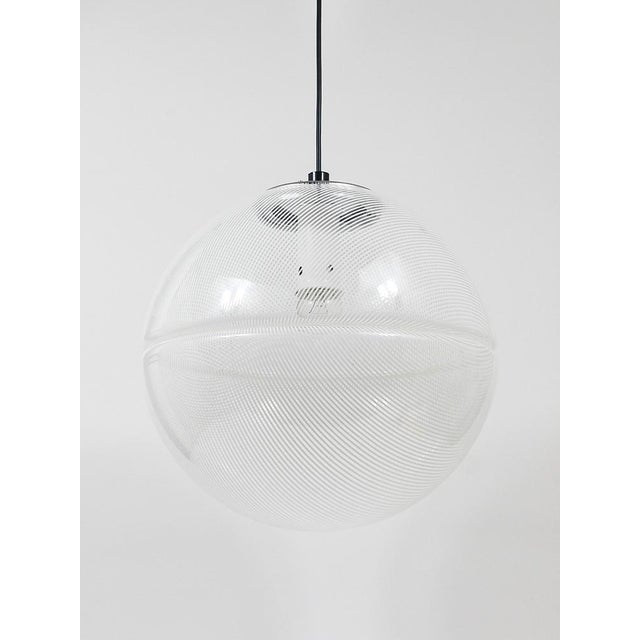 Postmodern Striped Op-Art Globe Pendant Lamp by Guzzini attributed to Meblo, 1970s For Sale - Image 6 of 18
