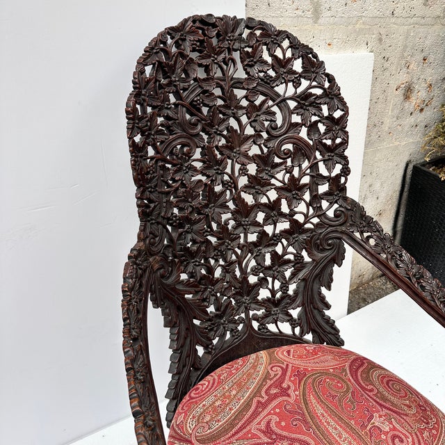 Victorian Anglo-Indian Armchair in Wood, Burma / Republic of the Union of Myanmar, 1880 For Sale - Image 6 of 18