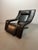 Mid-Century Italian Kilkis Lounge Chair with Ottoman and Integrated Small Side Table in Black Leather by Ammaniti & Vitello for Brunati, Italy, 1960s For Sale - Image 9 of 17