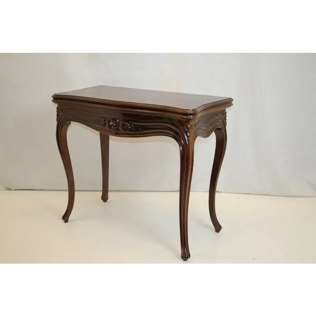 English Rosewood Card Games Hall Table with Folding Top & Inside felt c. 19th Authentic antique French rosewood card...