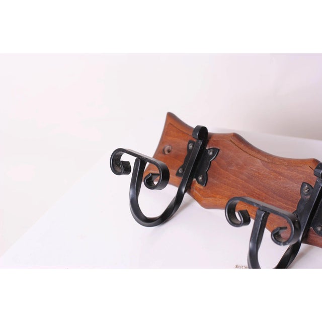 Wooden and Wrought Iron Coat Racks, 1960s, Set of 2 For Sale - Image 4 of 9