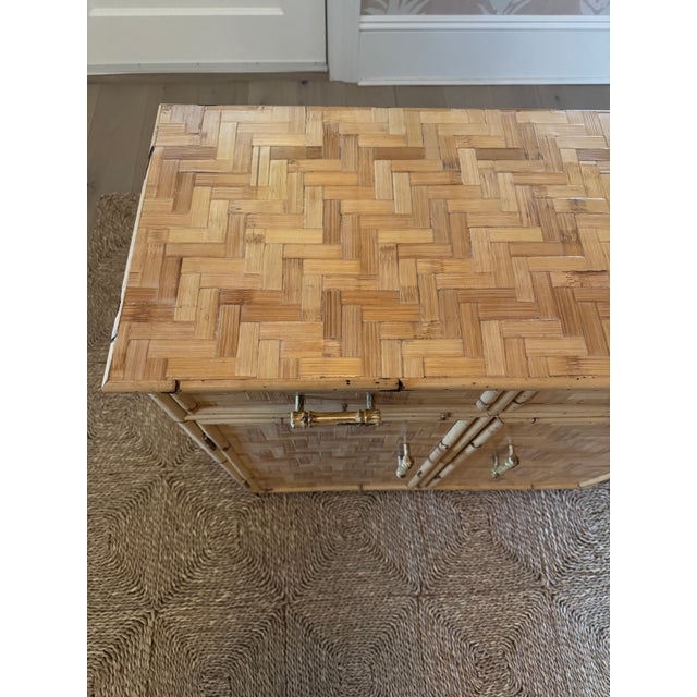 Vintage Woven Rattan Cabinet With Bamboo Handles For Sale - Image 10 of 12