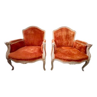 Good Pair of French Louis XV Style Painted Bergeres For Sale