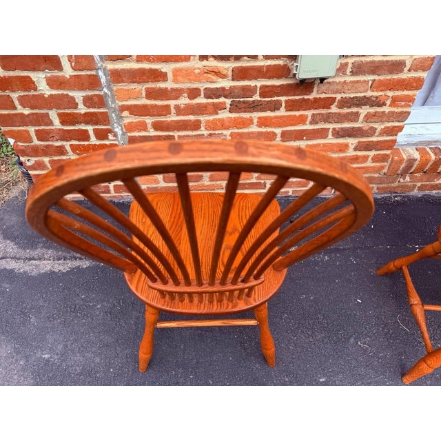 Vintage Edrich Mills Windsor Style Bow Back Oak Dinning Side Chairs. Set of 8 For Sale - Image 12 of 16