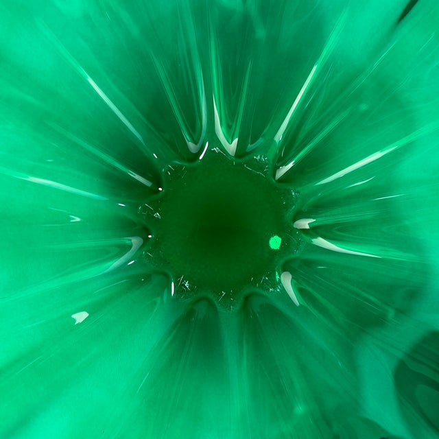 Vintage Oversized Villeroy & Boch 'Neptun' Emerald Green Fluted Crystal Bowl, Made in Germany For Sale - Image 10 of 10