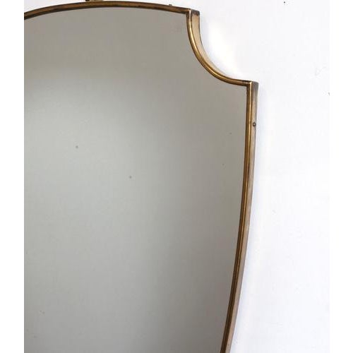Metal Vintage Italian Wall Mirror with Brass Frame by Gio Ponti, 1960s For Sale - Image 7 of 14
