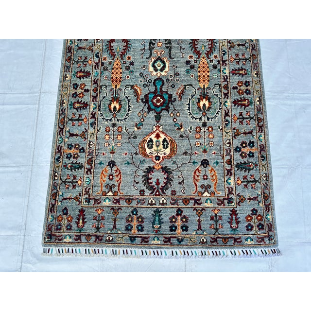Slate Grey Persian Sarouk Hand-Knotted Wool Rug - 3'10" X 5'9" For Sale - Image 4 of 9