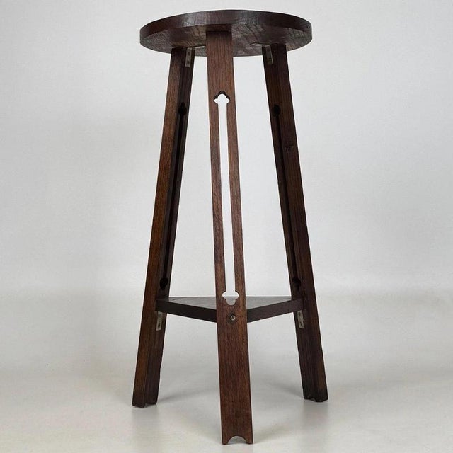 Antique English Arts and Crafts Oak Side Table For Sale - Image 4 of 8