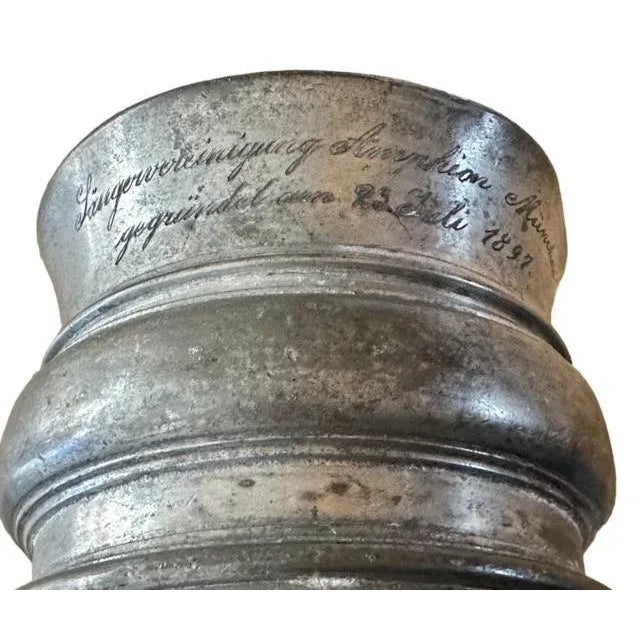 Circa 1897 Steer Horn Trophy With Pewter For Sale - Image 4 of 6