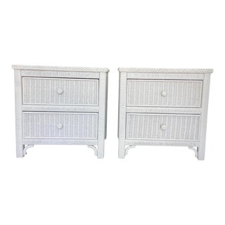 Henry Link for Lexington Vintage Wicker Nightstands or Side Tables - a Pair For Sale