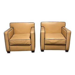 Pair of Ralph Lauren Style Leather Club Chairs, C. 2000. For Sale