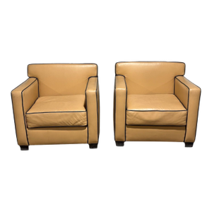Pair of Ralph Lauren Style Leather Club Chairs, C. 2000.