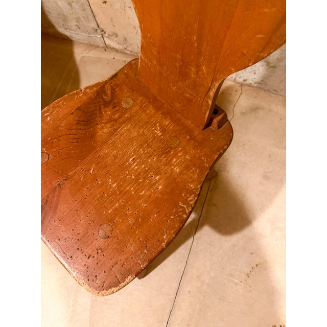 Wood Set of 2 Vintage Alpine Bavarian Heart-Cutout Plank Chairs (Brettstuhl) For Sale - Image 7 of 9
