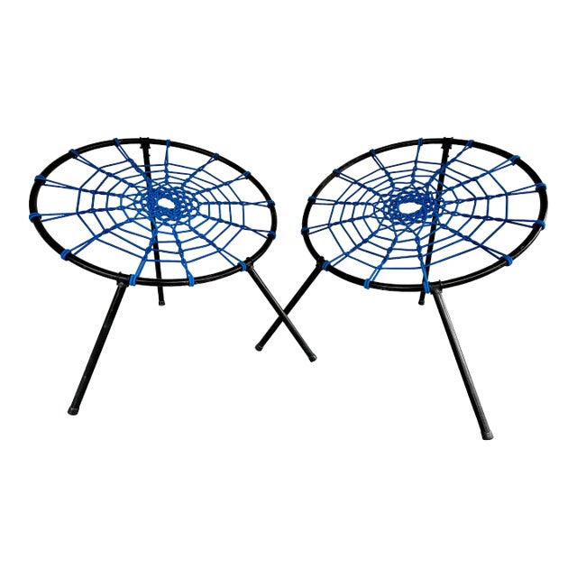 1950s French Folding Patio 'Spider Chairs' by Hoffer - Set of 2 For Sale