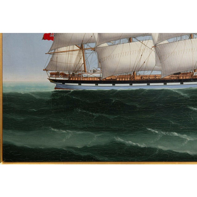 Textile China Trade Painting of Ship “County of Caithness” by Lai Fong Ca. 1897 For Sale - Image 7 of 18