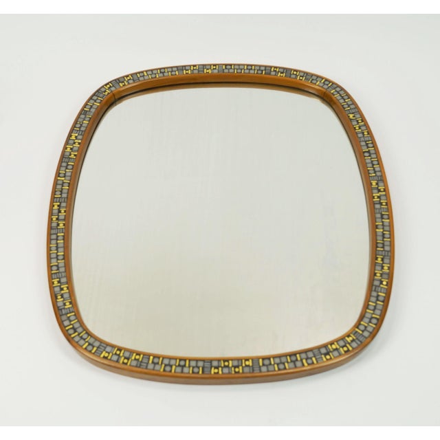 Mid-Century Modern Mirror with Mosaic and Cherrywood Frame, 1950s For Sale - Image 11 of 11