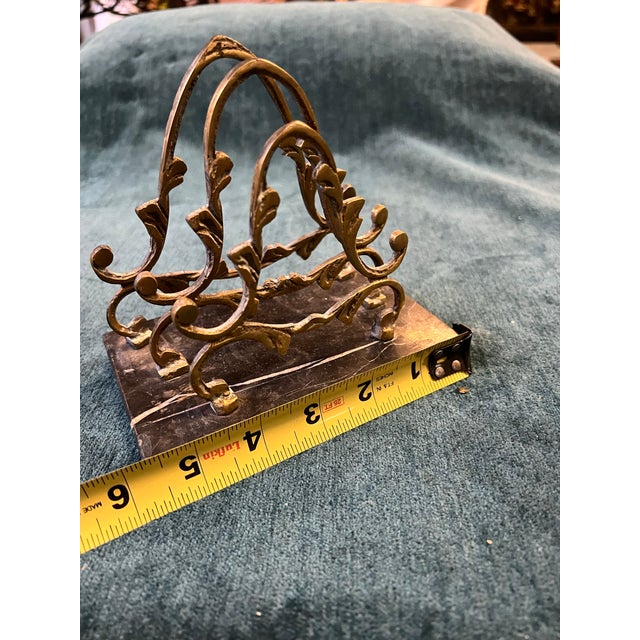 Vintage Brass File/Paper Organizer With Marble Base For Sale In Atlanta - Image 6 of 6