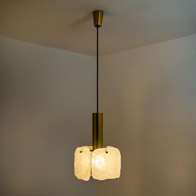 Ice Glass Pendant Light attributed to J. T. Kalmar, 1960s For Sale - Image 12 of 18