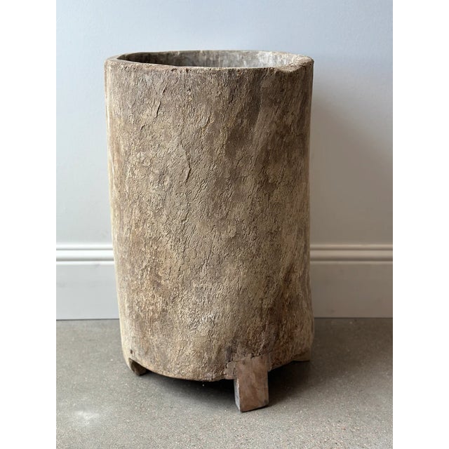 Antique Nagaland Wooden bin/planter Hand-carved from a single piece of wood, these Naga bins make a beautiful wabi-sabi...