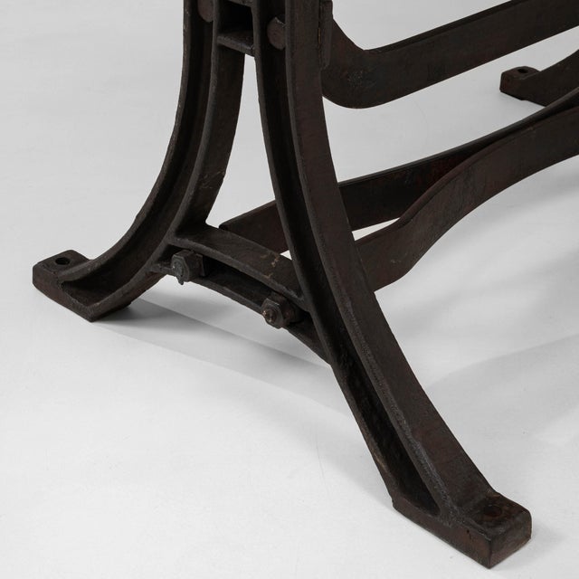 Industrial Table with Wrought Iron Legs and Stone Top, Antique, France, 20th Century For Sale - Image 9 of 11