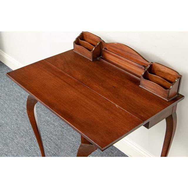Antique Mahogany Writing Desk With Gallery Top For Sale - Image 4 of 6