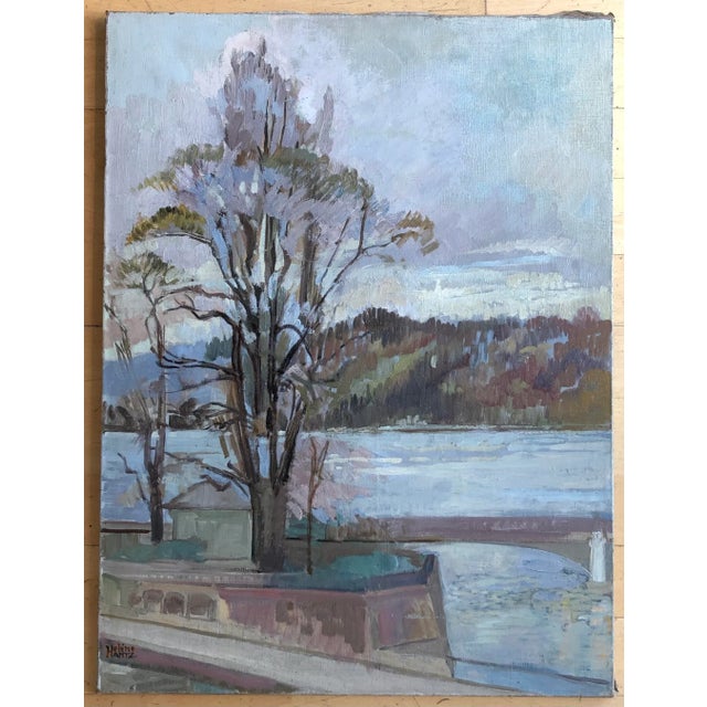 Helène Hantz, L'Ile Rousseau, Pont du Mont-Blanc et lac à Genève, Oil on canvas For Sale - Image 4 of 8