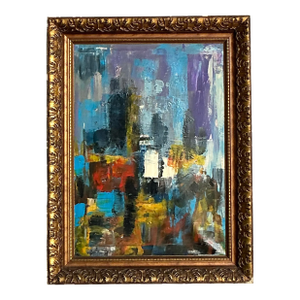Vintage Boho Original Abstract Oil on Canvas