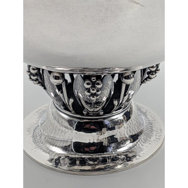Art Deco 1930s Compote Pedestal Bowl. Georg Jensen Denmark Sterling Silver. #197a. 6" H For Sale - Image 3 of 6
