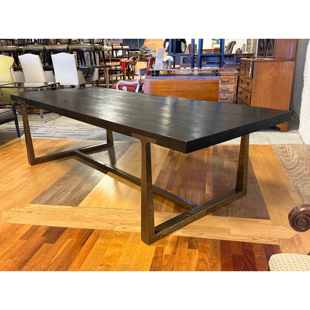 Modern Julie Lawrence for Restoration Hardware T-Brace Rectangular Extension Dining Table For Sale - Image 3 of 10