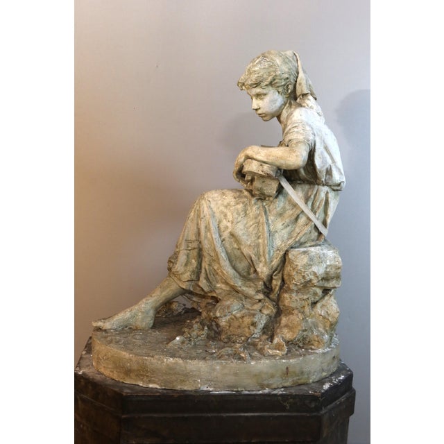 Large plaster cast from the artist's studio, presented on its base, by Luigi Legnani, an Italian sculptor born in Ferrara...