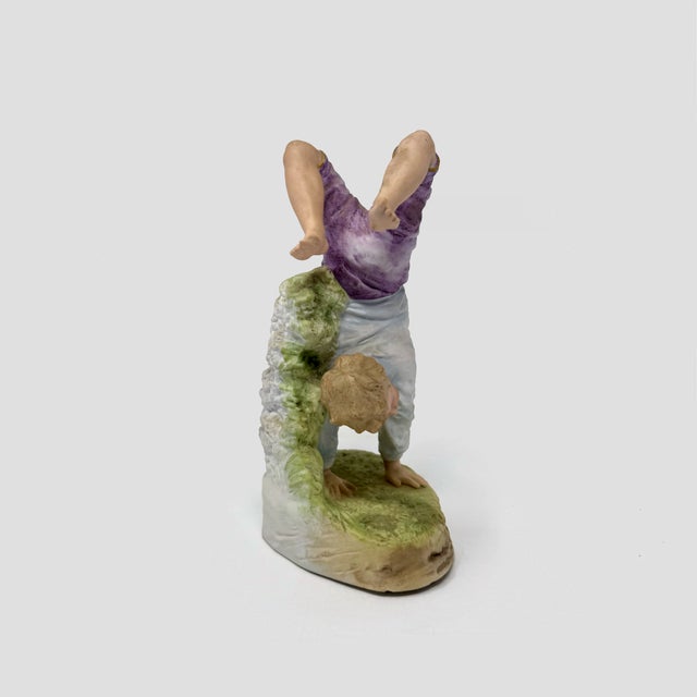 Early 20th Century Antique Geman Bisque Gebruder Heubach Figurine - Acrobat Boy Handstand - 8.5" For Sale - Image 5 of 7