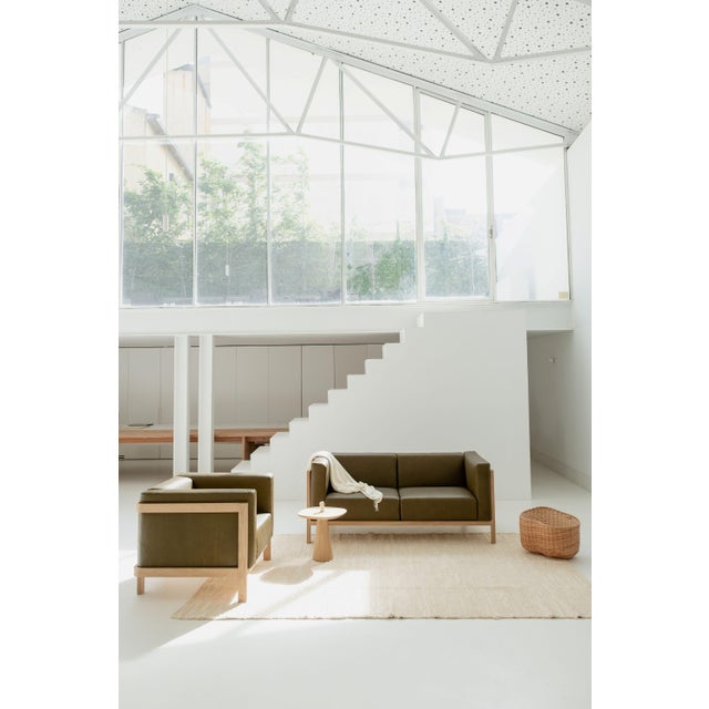 LIFT Three-Seater Sofa in Ash and Camel Leather Seat by Julien Renault For Sale - Image 11 of 13